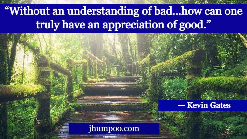 “Without an understanding of bad…how can one truly have an appreciation of good.” - Kevin Gates Quotes