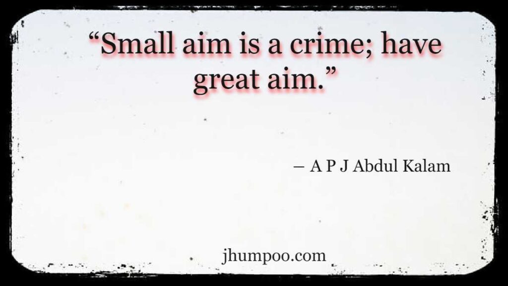 Small aim is a crime; have great aim.